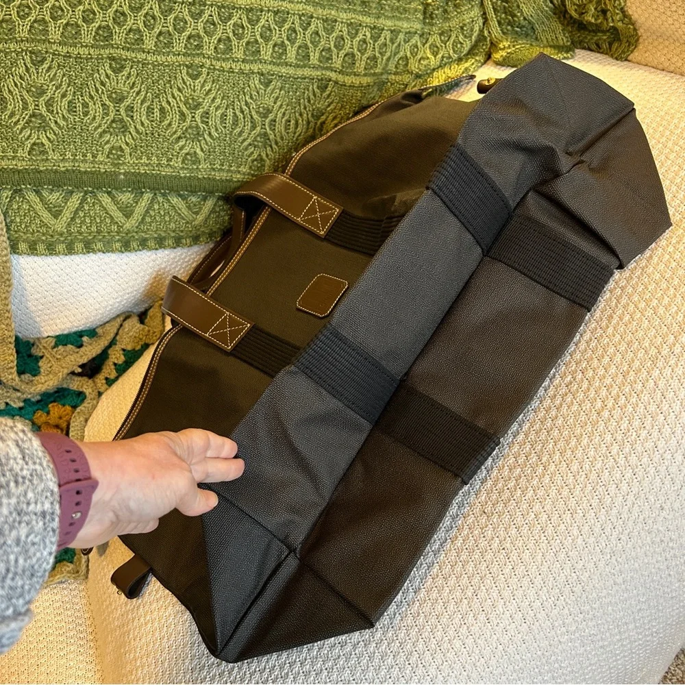 DUNHILL Men’s Brown and Black Travel Weekender Quiet Luxury Duffel Bag